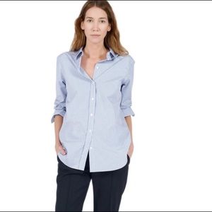EVERLANE Relaxed Poplin Striped Button Down Shirt Blue White 100% Cotton Size 4